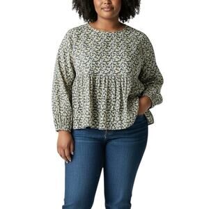 Chic Soul Auburn Floral Tiered Blouse - 2X